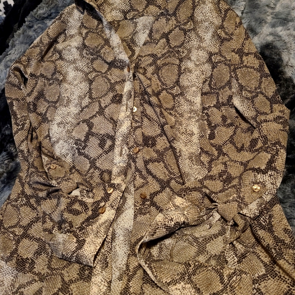 Button down snake print shirt